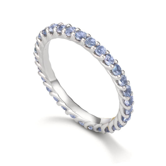 Memory ring 750/18K witgoud Tanzaniet 1.20 ct, 30 Steen