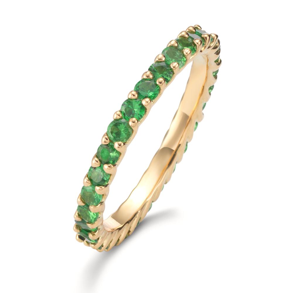 Memory ring 750/18K geel goud Granaat groente, 1.20 ct, 30 Steen