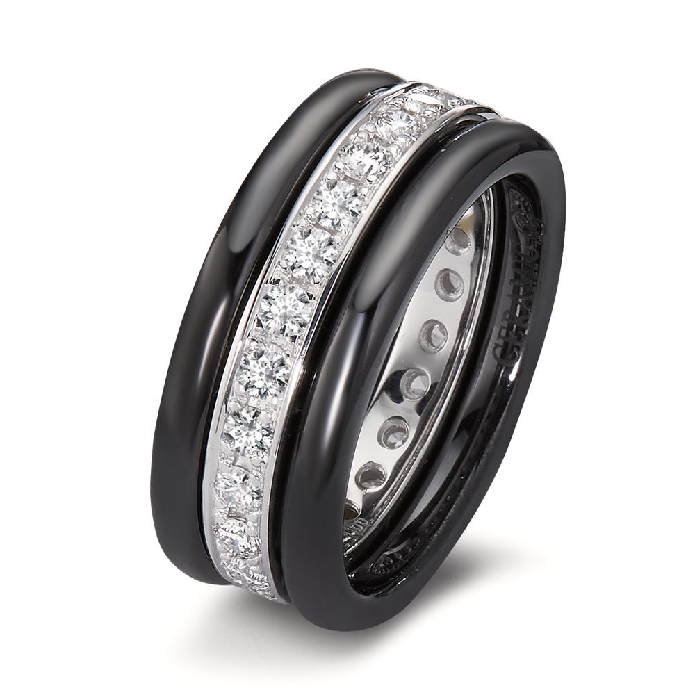 Ring 750/18K witgoud, Keramiek Diamant 1 ct, 25 Steen, [Brillant]