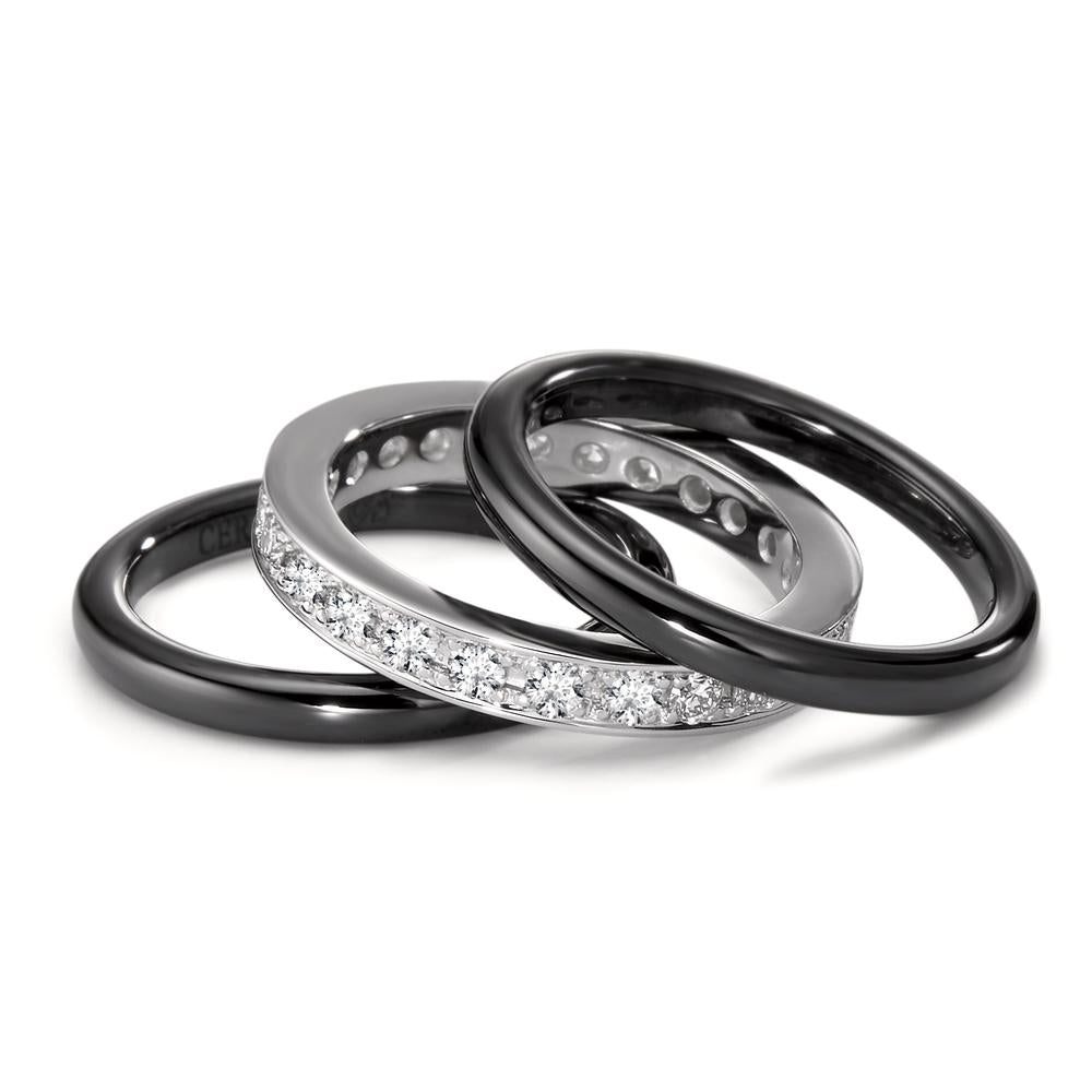 Ring 750/18K witgoud, Keramiek Diamant 1 ct, 25 Steen, [Brillant]