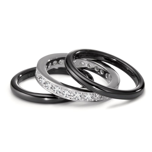 Ring 750/18K witgoud, Keramiek Diamant 1 ct, 25 Steen, [Brillant]