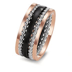 Ring 585/14K rood goud, 585/14K witgoud, Carbon