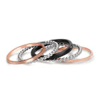 Ring 585/14K rood goud, 585/14K witgoud, Carbon