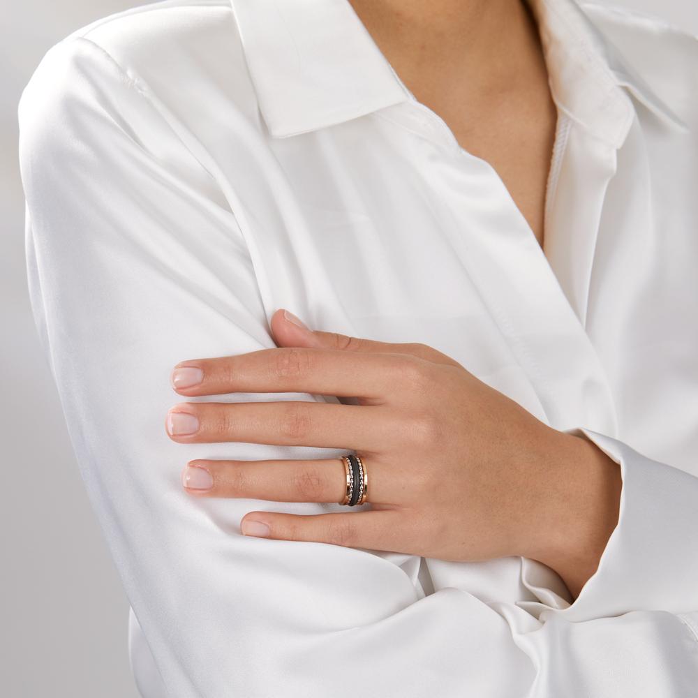 Ring 585/14K rood goud, 585/14K witgoud, Carbon