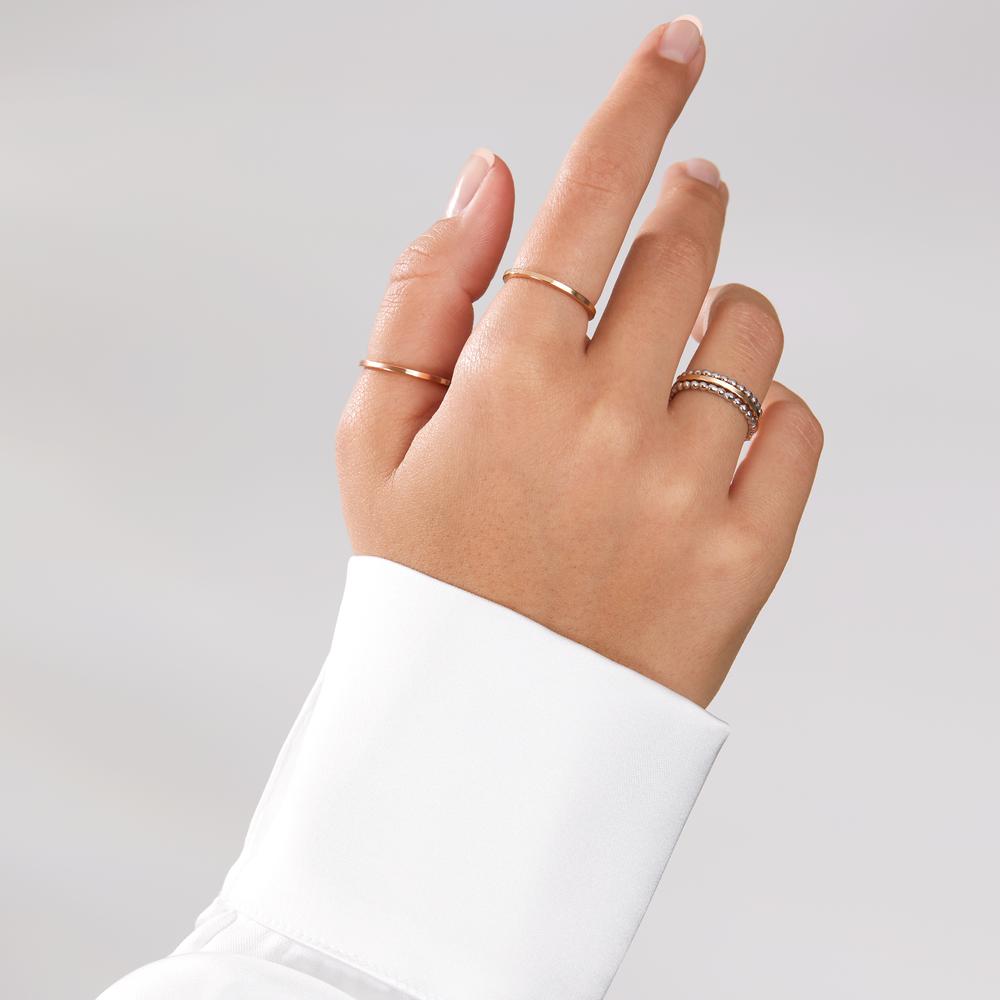 Ring 585/14K rood goud, 585/14K witgoud, Carbon