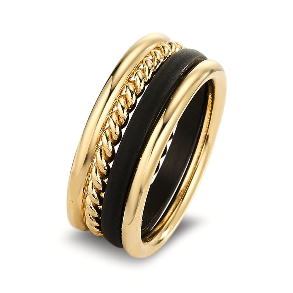 Ring 750/18K geel goud, Carbon