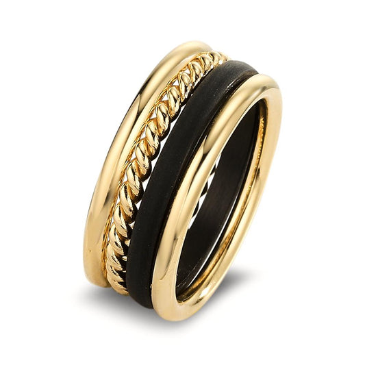Ring 750/18K geel goud, Carbon