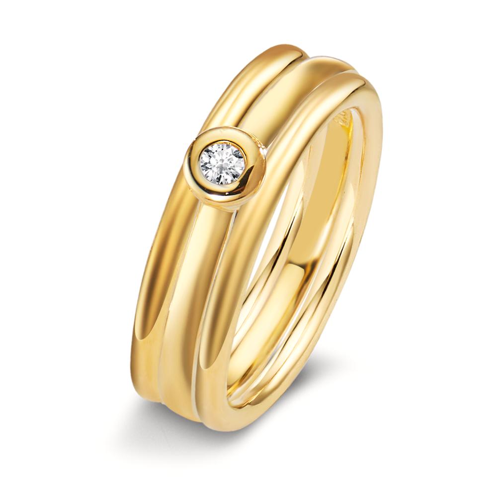 Ring 750/18K geel goud Diamant wit, 0.03 ct, w-si