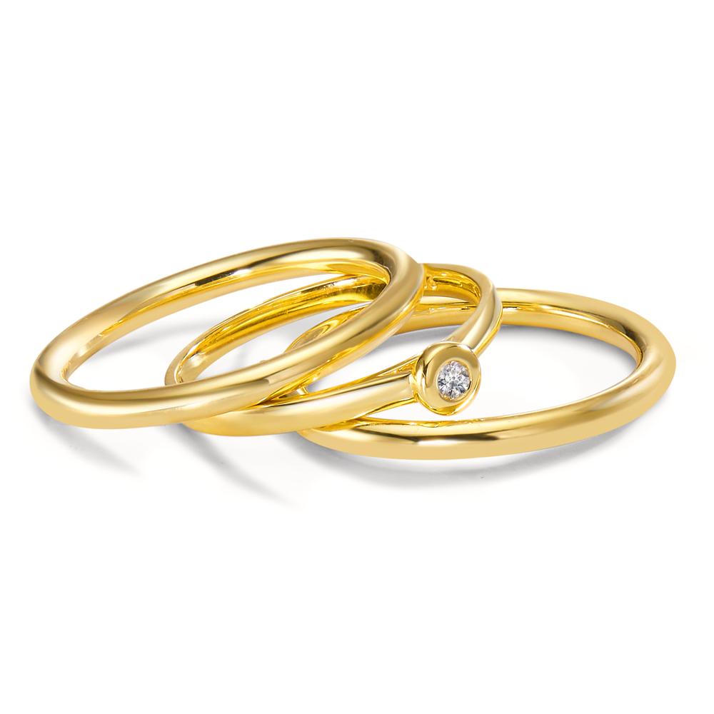 Ring 750/18K geel goud Diamant wit, 0.03 ct, w-si