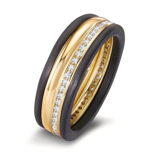 Ring 750/18K geel goud, Carbon Diamant 0.25 ct, 50 Steen, w-si