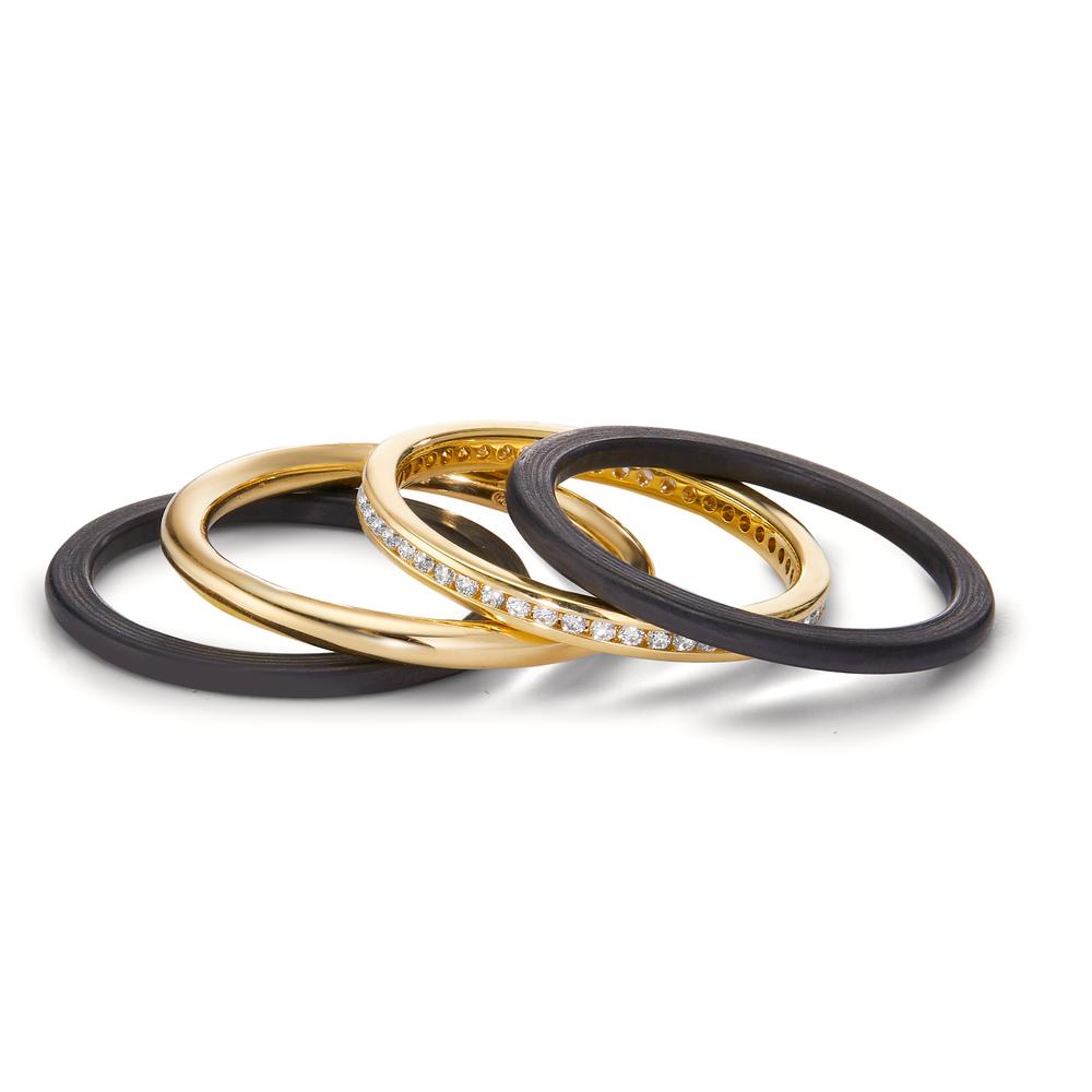 Ring 750/18K geel goud, Carbon Diamant 0.25 ct, 50 Steen, w-si