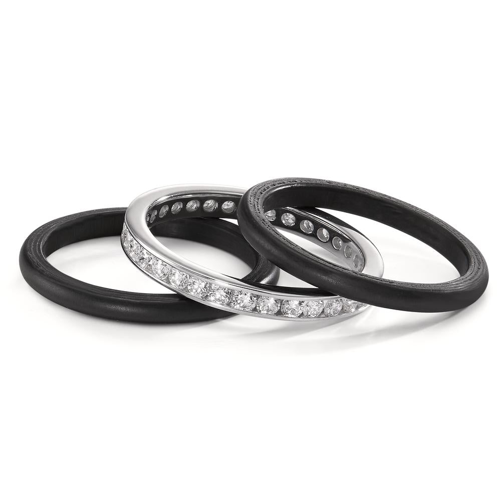 Ring 750/18K witgoud, Carbon Diamant 1 ct, 28 Steen, w-si