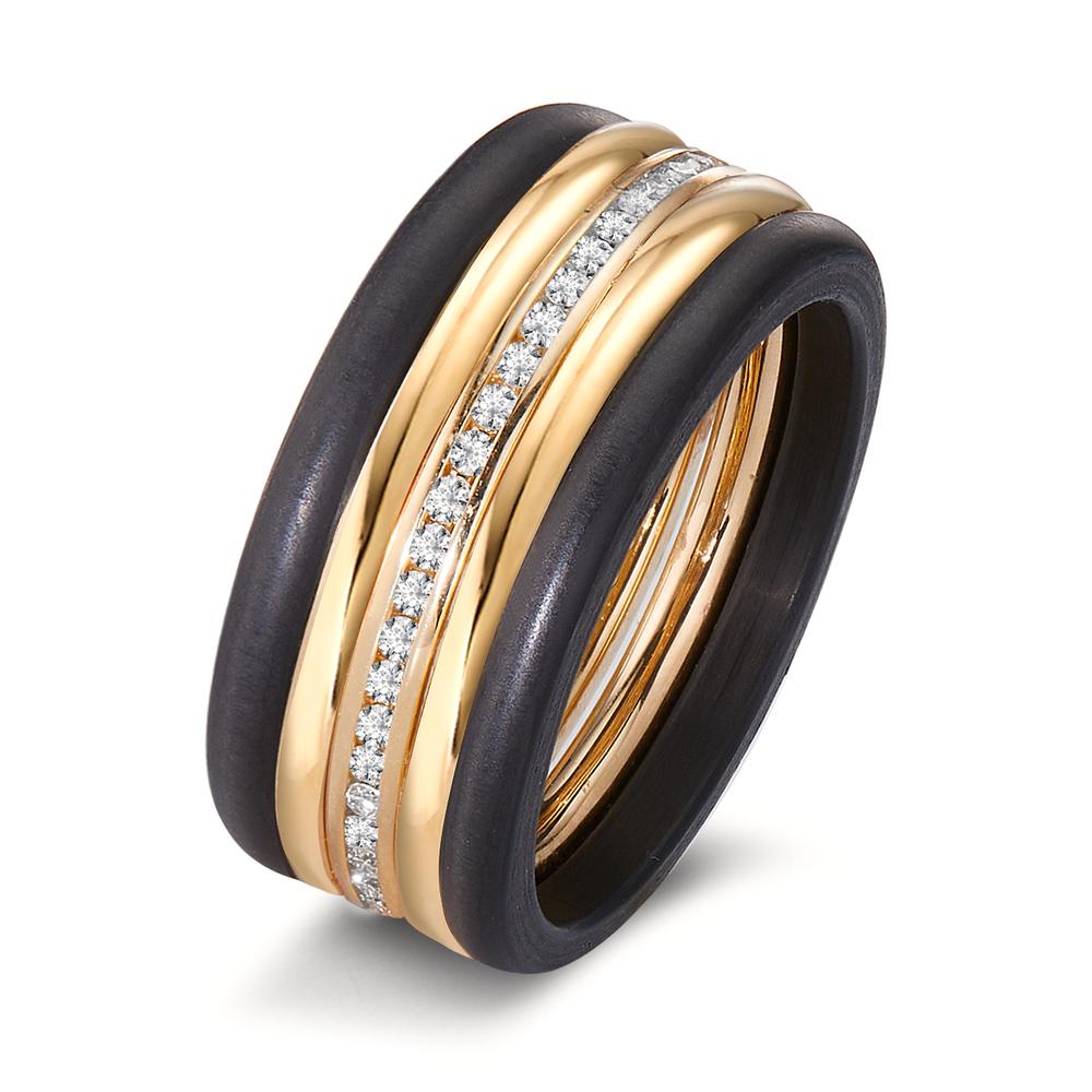 Ring 750/18K geel goud, Carbon Diamant 0.25 ct, 50 Steen, w-si