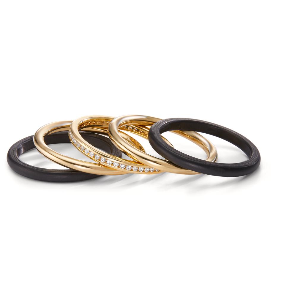 Ring 750/18K geel goud, Carbon Diamant 0.25 ct, 50 Steen, w-si