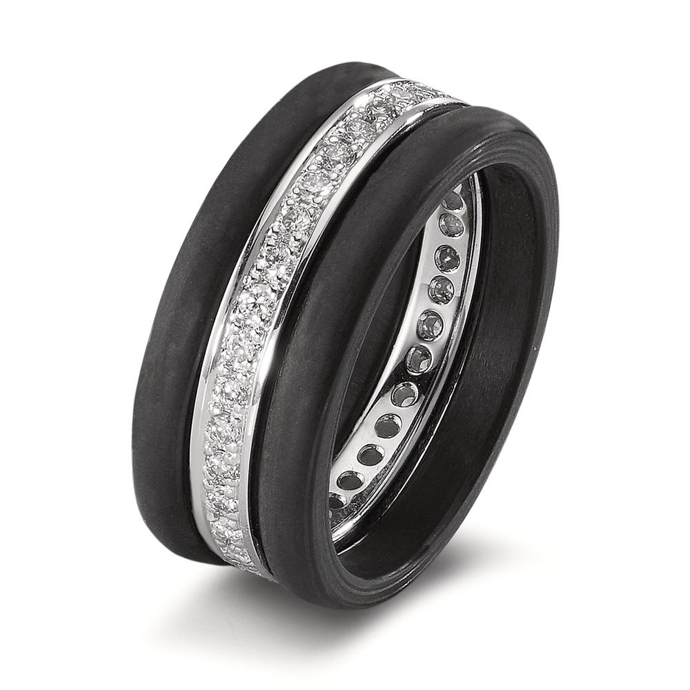 Ring 750/18K witgoud, Carbon Diamant 0.50 ct, 35 Steen, w-si