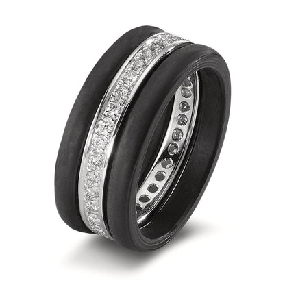 Ring 750/18K witgoud, Carbon Diamant 0.50 ct, 35 Steen, w-si