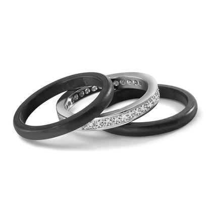 Ring 750/18K witgoud, Carbon Diamant 0.50 ct, 35 Steen, w-si