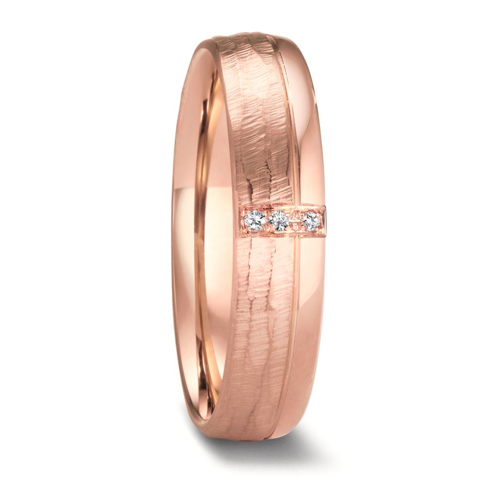 Partnerring 750/18K roségoud Diamant 0.015 ct, 3 Steen, w-si
