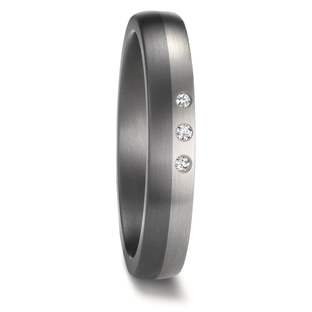 Partnerring 999 Tantaal, 950 Platina Diamant 0.03 ct, 3 Steen, w-si