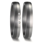 Partnerring 999 Tantaal, 950 Platina Diamant 0.03 ct, 3 Steen, w-si