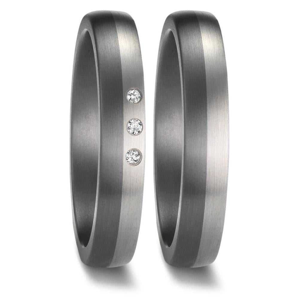 Partnerring 999 Tantaal, 950 Platina Diamant 0.03 ct, 3 Steen, w-si