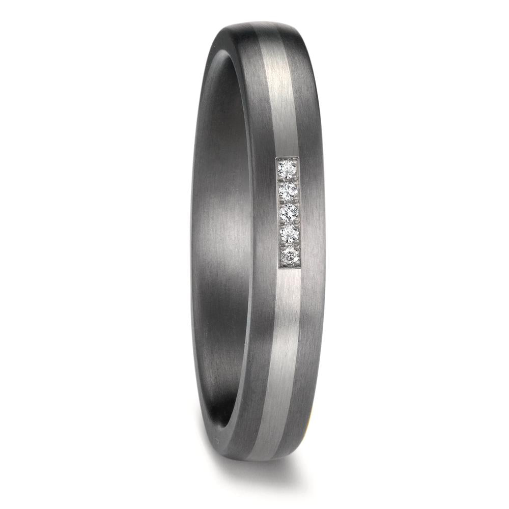 Partnerring 999 Tantaal, 950 Platina Diamant 0.017 ct, 5 Steen, w-si