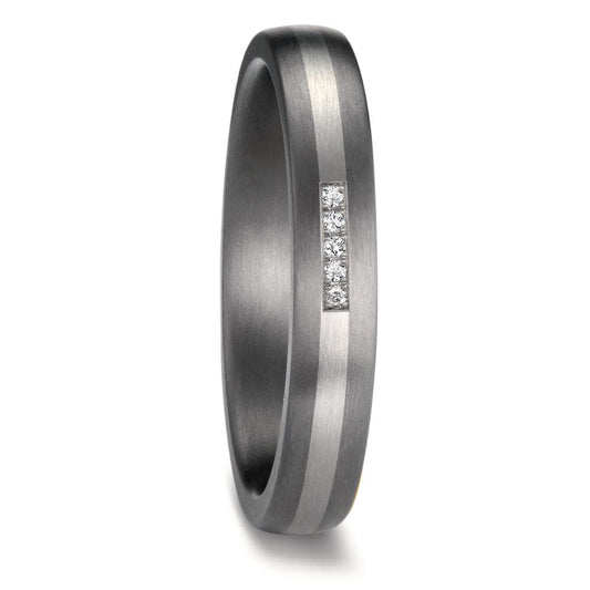 Partnerring 999 Tantaal, 950 Platina Diamant 0.017 ct, 5 Steen, w-si
