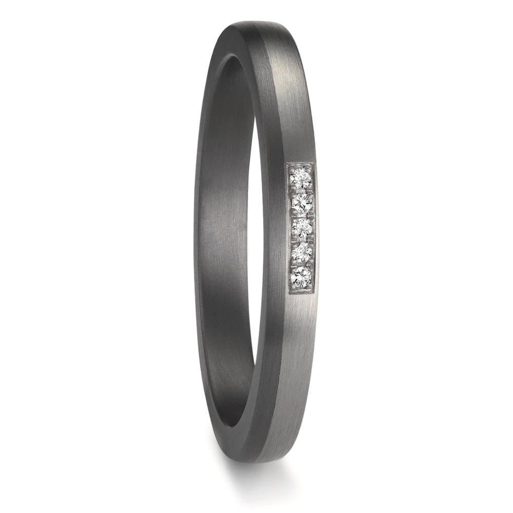 Partnerring 999 Tantaal, 950 Platina Diamant 0.035 ct, 5 Steen, w-si