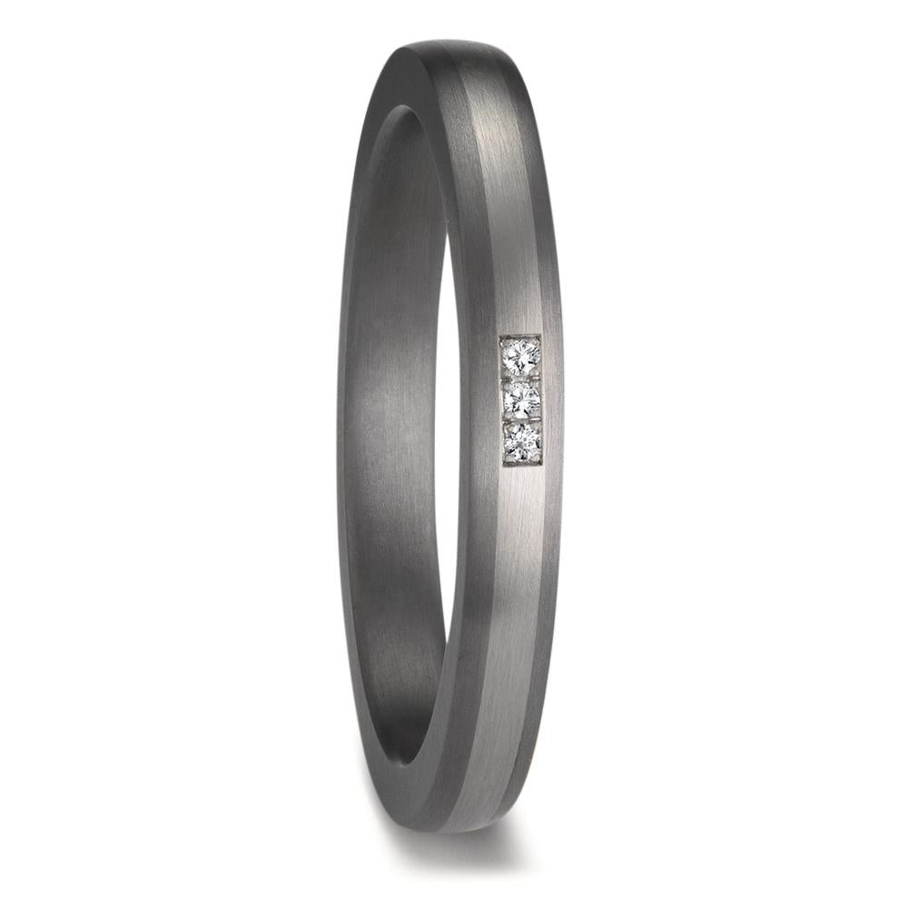 Partnerring 999 Tantaal, 950 Platina Diamant 0.01 ct, 3 Steen, w-si