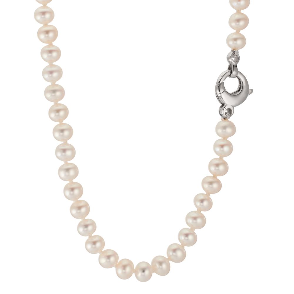 Collier 750/18K witgoud zoetwater Parel wit, 5.5 mm 46 cm