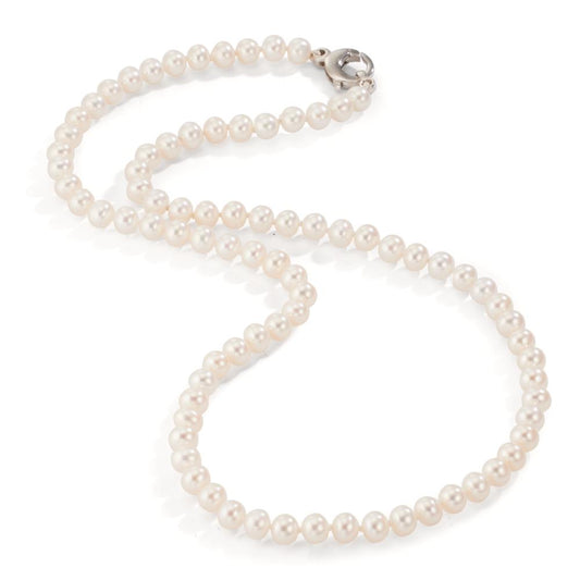 Collier 750/18K witgoud zoetwater Parel wit, 5.5 mm 46 cm