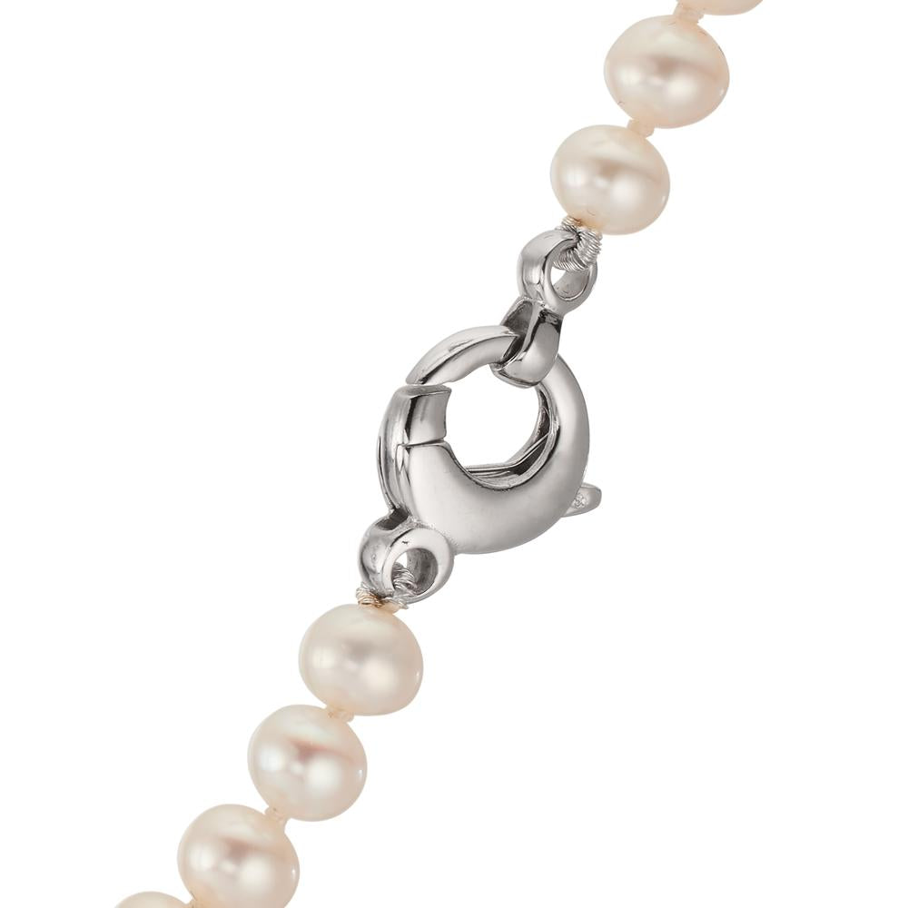 Collier 750/18K witgoud zoetwater Parel wit, 5.5 mm 46 cm