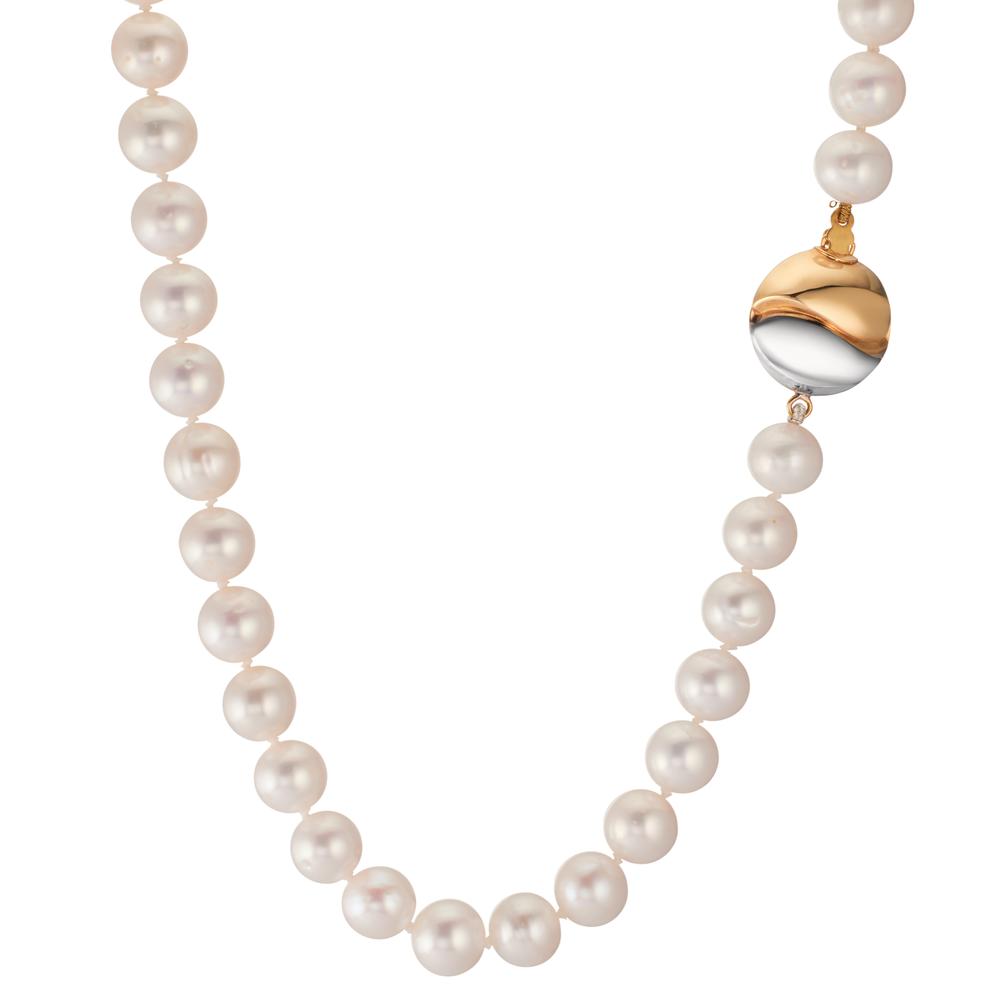 Collier 750/18K geel goud, 750/18K witgoud zoetwater Parel wit, 7.5 mm 47 cm