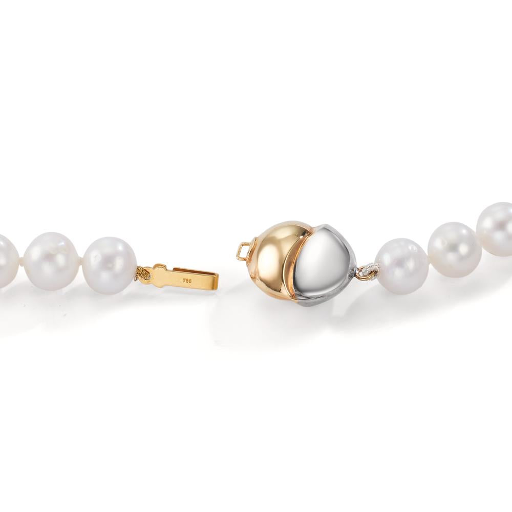 Collier 750/18K geel goud, 750/18K witgoud zoetwater Parel wit, 7.5 mm 47 cm
