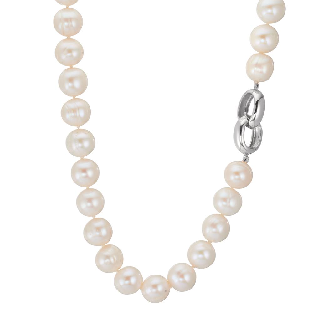 Collier Zilver Gerhodineerd zoetwater Parel wit, 12 mm 50 cm