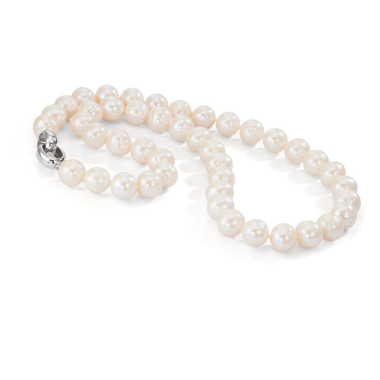 Collier Zilver Gerhodineerd zoetwater Parel wit, 12 mm 50 cm