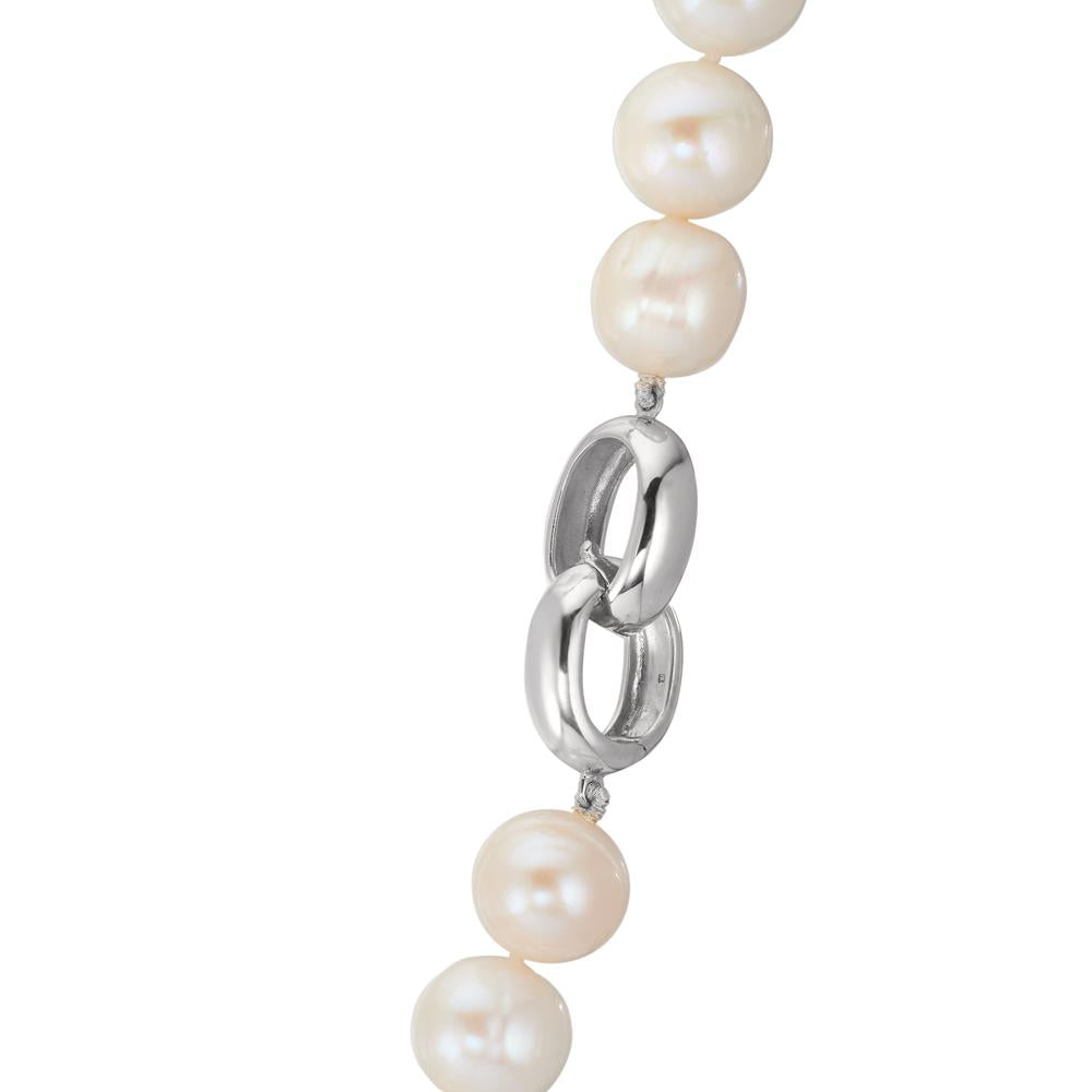 Collier Zilver Gerhodineerd zoetwater Parel wit, 12 mm 50 cm