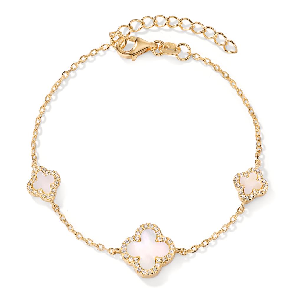 Armband Zilver Zirkonia Geel Verguld Parelmoer wit