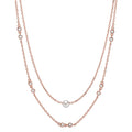 Collier Zilver Zirkonia 10 Steen Rosé Verguld [shining Pearls] wit, 5 mm 40-45 cm