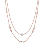 Collier Zilver Zirkonia 10 Steen Rosé Verguld [shining Pearls] wit, 5 mm 40-45 cm