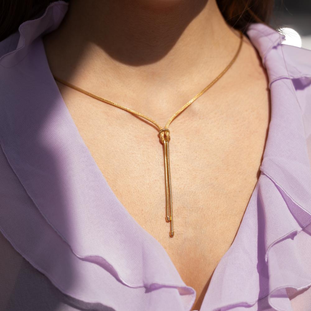 Collier Zilver Geel Verguld Knooppunt 50 cm