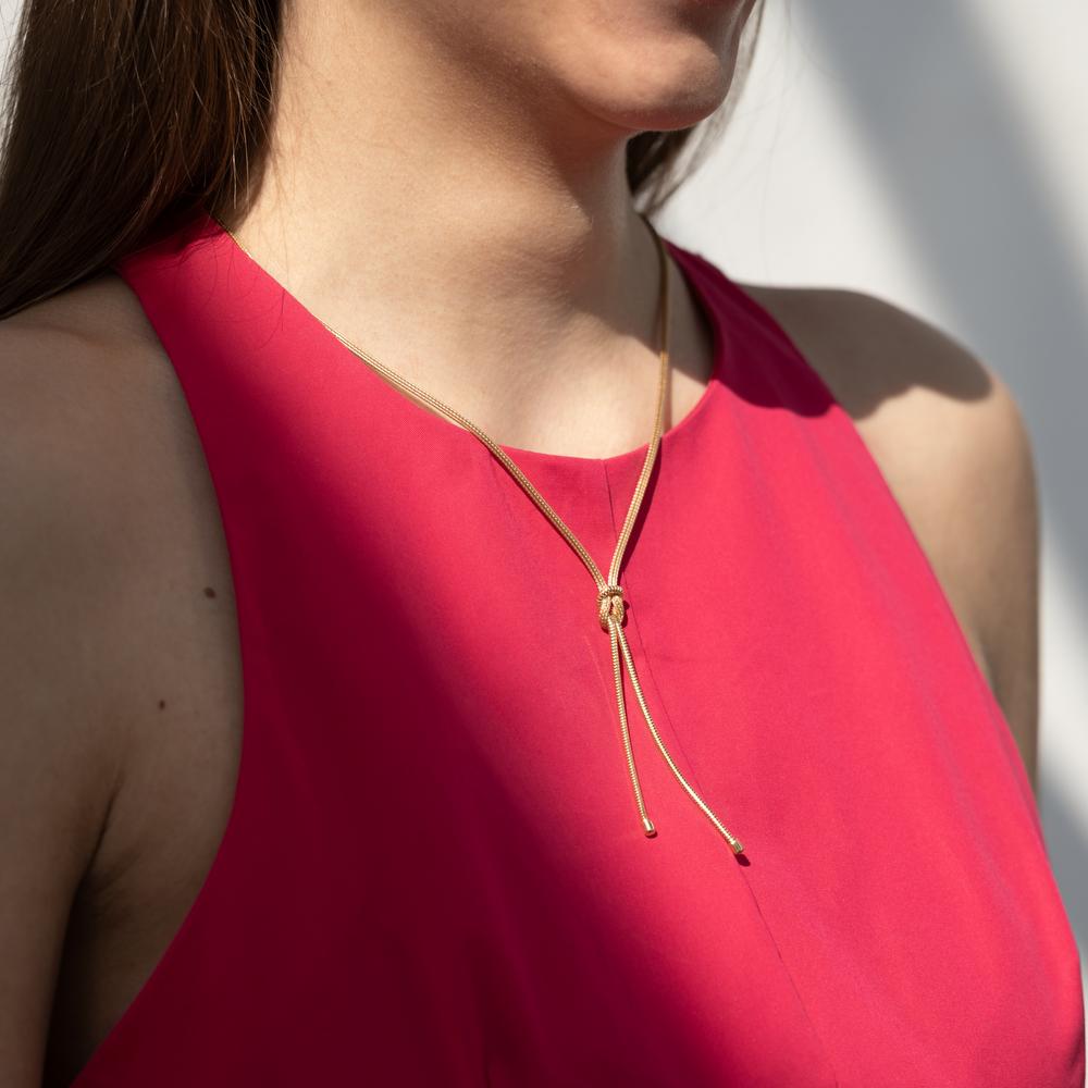 Collier Zilver Geel Verguld Knooppunt 50 cm