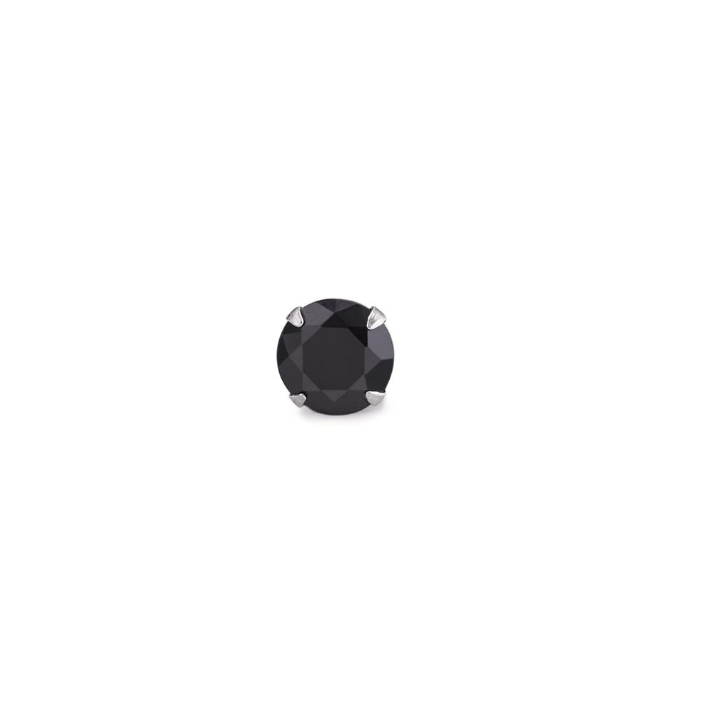 Oorknop 1 stuk Zilver Zirkonia zwart Ø7 mm