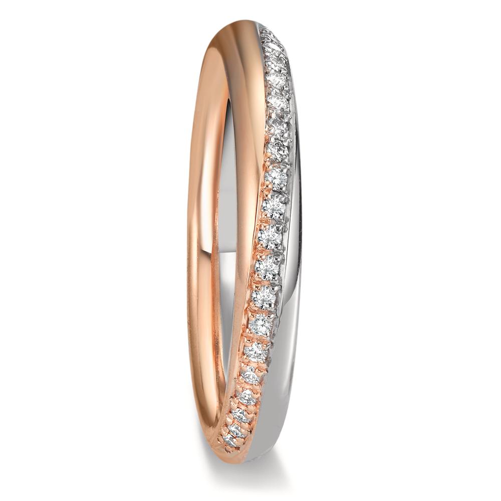Partnerring 750/18K witgoud, 750/18K roségoud Diamant 0.10 ct, 20 Steen, tw-vsi