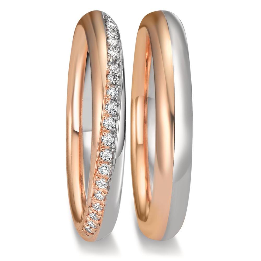 Partnerring 750/18K witgoud, 750/18K roségoud