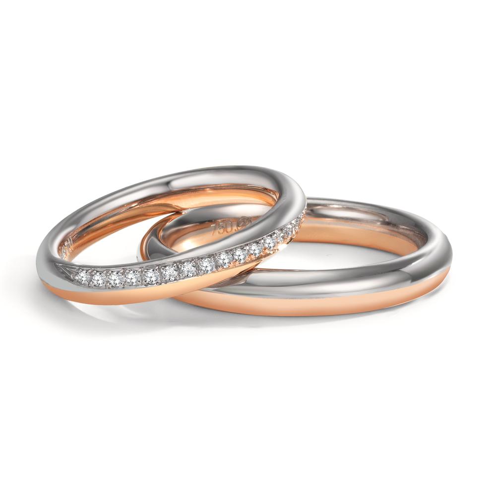 Partnerring 750/18K witgoud, 750/18K roségoud