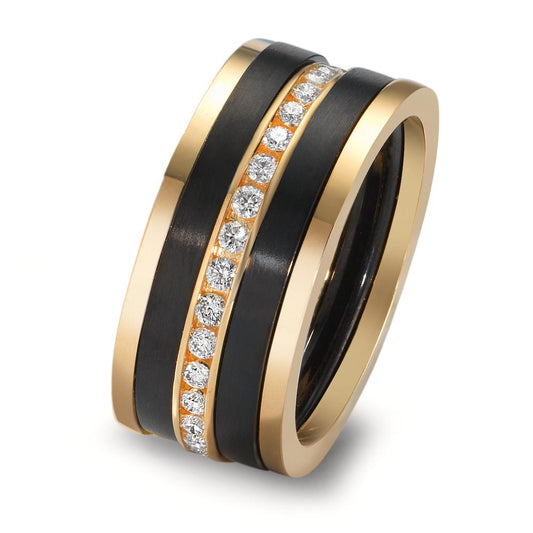 Ring set 750/18K geel goud, Titanium Diamant 0.50 ct, w-si