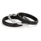 Ring set 750/18K witgoud, Carbon Diamant 0.045 ct, 9 Steen, w-si
