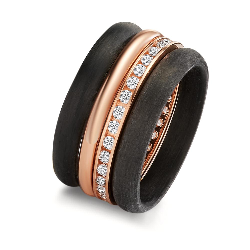 Ring set 750/18K rood goud, Carbon Diamant 0.50 ct, w-si