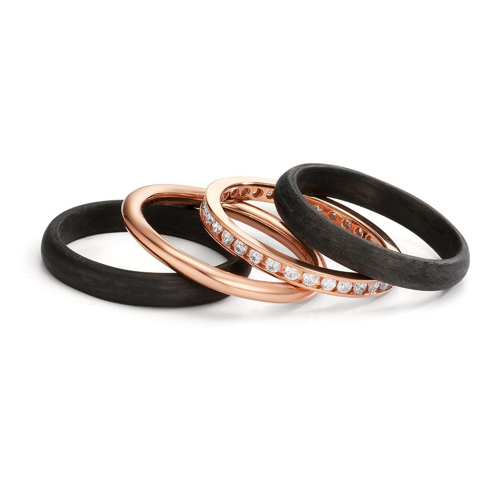 Ring set 750/18K rood goud, Carbon Diamant 0.50 ct, w-si